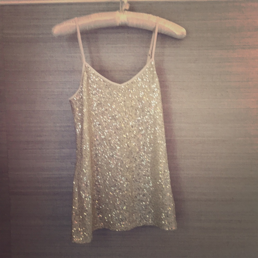 Gold sequin tank top